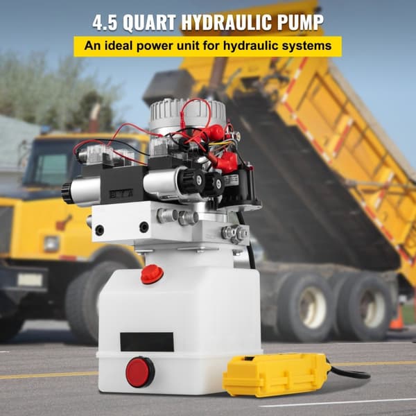 Hydraulikpumpe - hydraulikenhed 4,5m 6L - enkeltvirkende hydraulikenhed DC12V - tankhåndpumpe