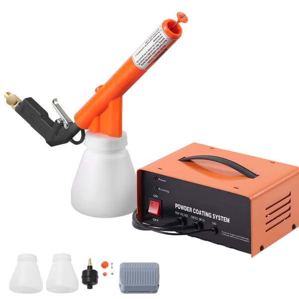 Pulverlackeringssystem, 50 KV elektrostatisk effekt, sprutpistol, fotkontakt, munstycken, för DIY och kommersiell produktion.