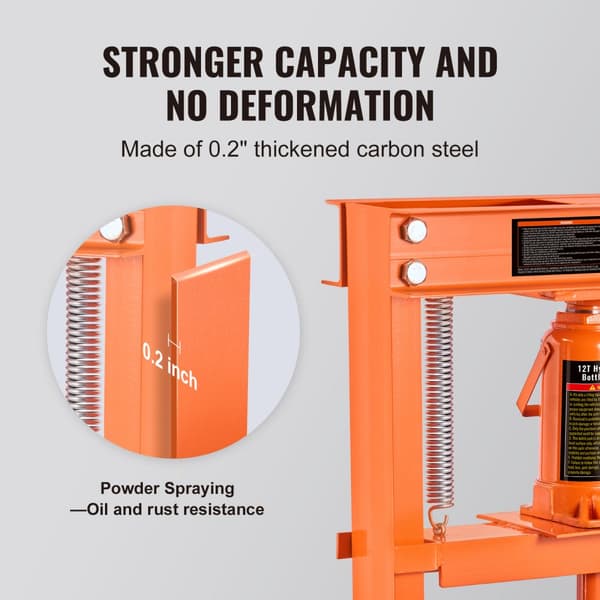 Hydraulisk 12 ton H-ramgolv, stansplåtar, justerbart bord för böjning/rätning av metall, garage eller hempress, orange.