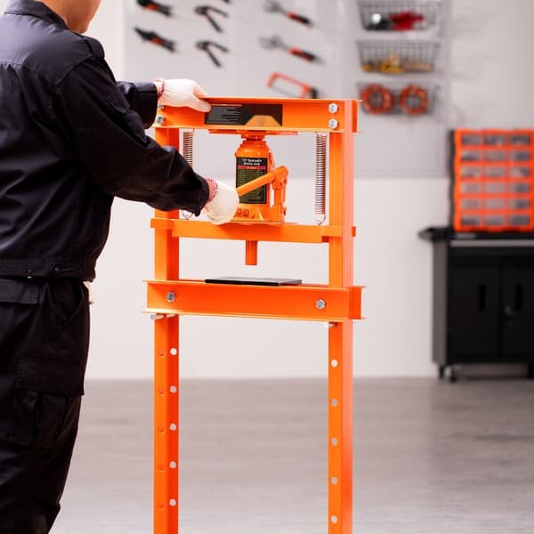 Hydraulisk 12 ton H-ramgolv, stansplåtar, justerbart bord för böjning/rätning av metall, garage eller hempress, orange.