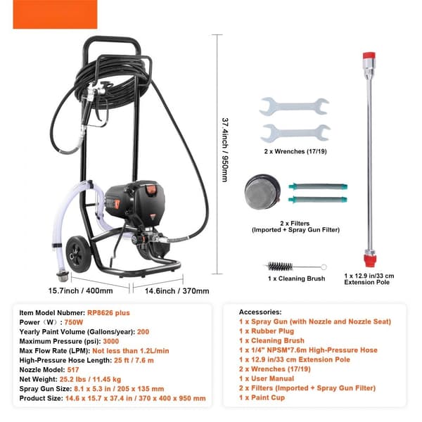 Ilmaton maaliruisku, 750 W, 3000 PSI. Tehokas ja tasainen maalaus sisä- ja ulkokalusteisiin.