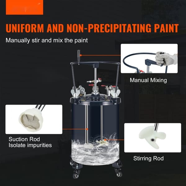 Sprayfärg Tryckbehållare, 30L/8gal med manuell blandare, läckagetätning för industri, heminredning, bilmålning, 70PSI Max