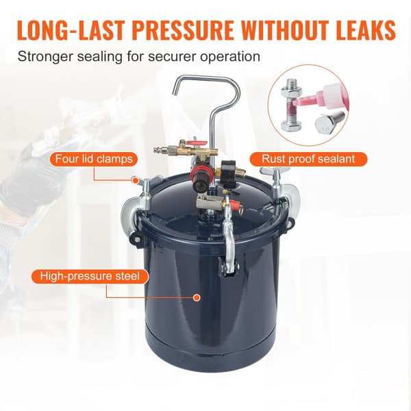 Sprutmålartryckbehållare 10L, lufttryckskärl 1,5mm+4mm, två sprutpistoler för industri, heminredning, bilmålning, max 60PSI.