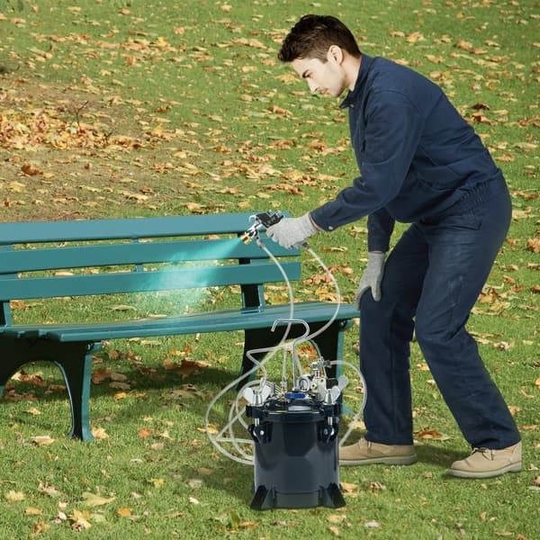 Sprayfärgstryckstank 10L/2,5gal, Metallstativ, läckageskydd för industri, hem, arkitektur, konstruktion, bilmålning, max 70PSI