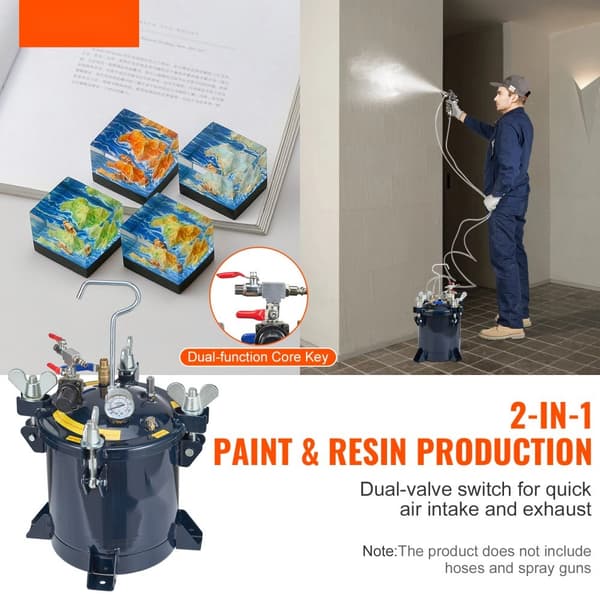 Sprayfärgstryckstank 10L/2,5gal, Metallstativ, läckageskydd för industri, hem, arkitektur, konstruktion, bilmålning, max 70PSI