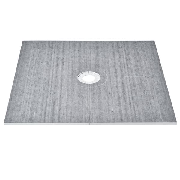 Brusekantsæt 1828x1828 mm med 160 mm afløb, letvægts EPS installationssæt og tætsluttende klude. Ideelt til badeværelset.