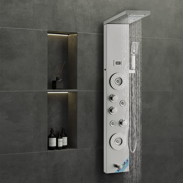Duschpanel Turretsystem 6 lägen LED & Display Rostfritt stål Regnfall