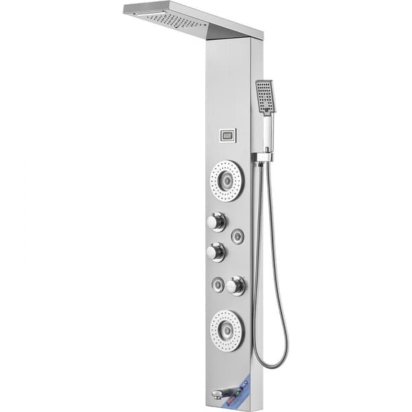 Duschpanel Turretsystem 6 lägen LED & Display Rostfritt stål Regnfall