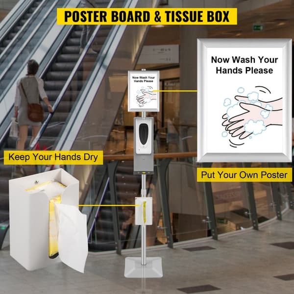 Automatisk handdespenser med stativ och infraröd sensor, 1000 mL dispenser för hem och offentliga utrymmen.
