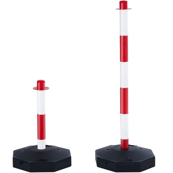 Justerbare trafikmarkeringskegler, 6-pak, sikkerhedsbarrierer med udfyldbar base og 6,6FT kæde til trafikkontrol. Rød/hvid.