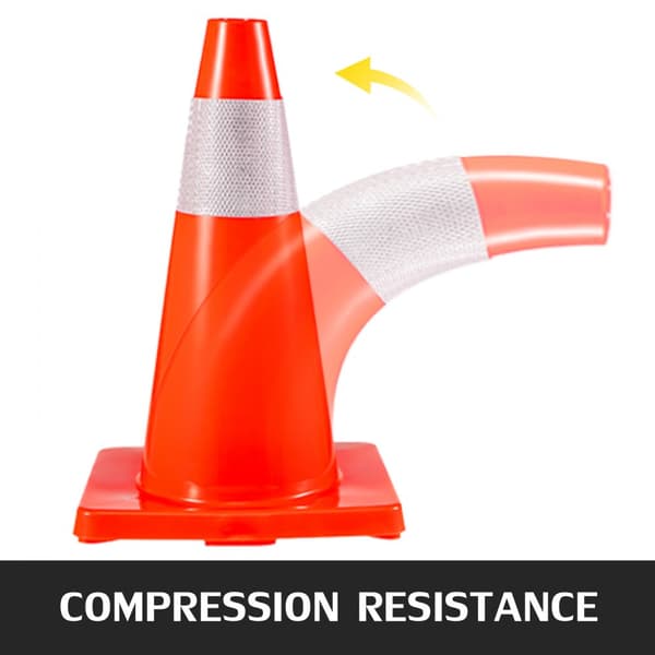 20 kpl 18" liikennekartioita, oranssit heijastavat pysäköintikartiot PVC-jalustalla, vaararakennuskartioita.