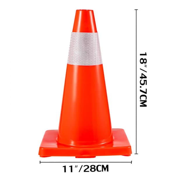 20 kpl 18" liikennekartioita, oranssit heijastavat pysäköintikartiot PVC-jalustalla, vaararakennuskartioita.