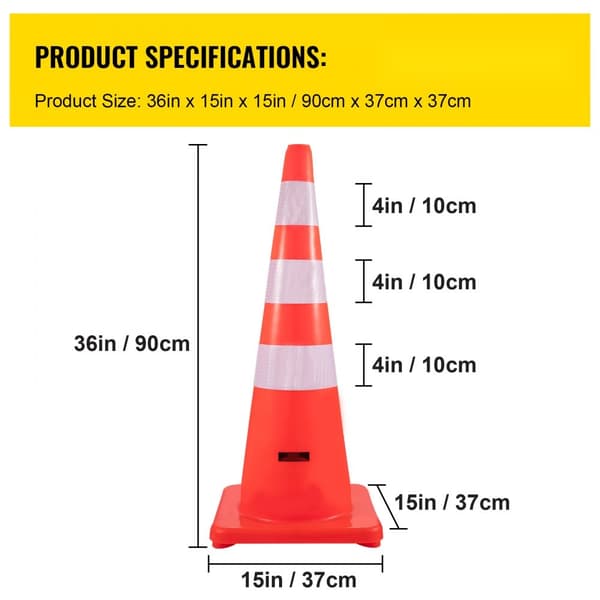 Säkerhetskoner Trafikkoner 6 x 36" Orange reflekterande kragar Vägkoner