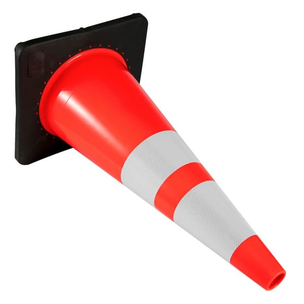 6Pack 36" Trafikkoner, Säkerhetskoner med svart bas, PVC Orange Reflekterande Farokoner för bygg- och trafikparkering