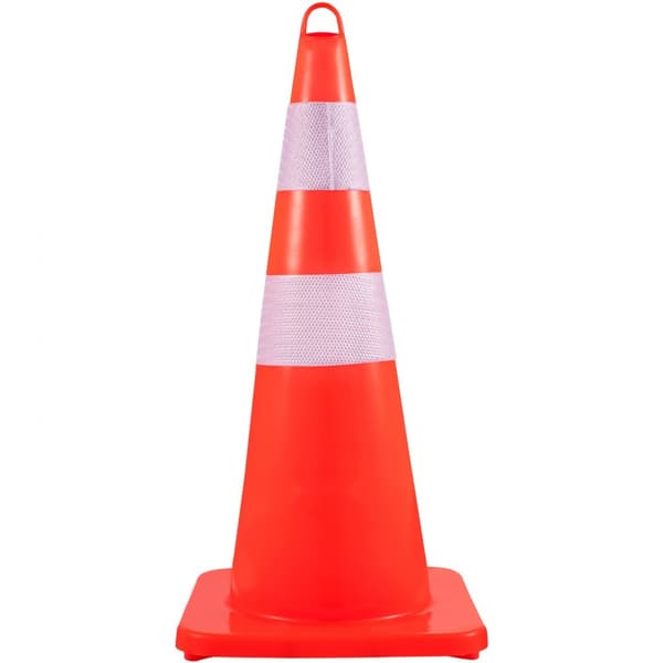 Säkerhetskoner, 10 st 28" trafikkoner, PVC-orange, reflekterande kragar, tyngd bas, handhållen ring för trafikkontroll.