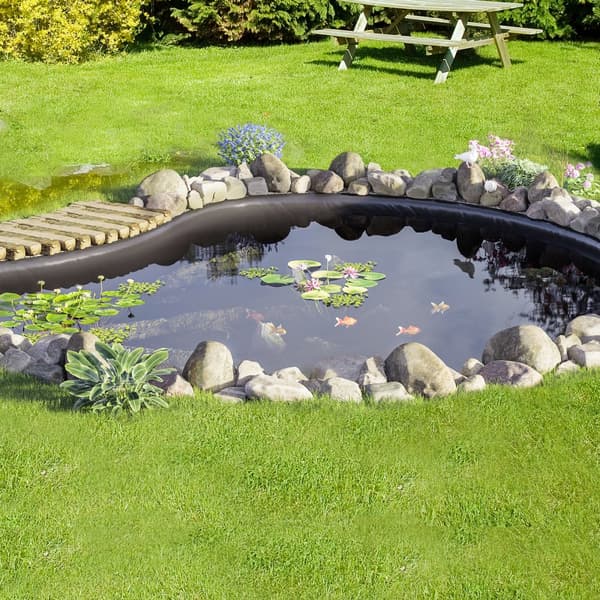 Damfolie, 10 x 13 fod, 20 mil tykkelse, fleksibelt LLDPE-materiale til fiskedamme, vandfald og springvand - sort farve.