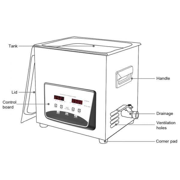 Ultralydsrenser 10L til smykker, ur og ringe. Digital varm renser med timer. Effektiv industriel sonic rengøring til tandglas og dele.