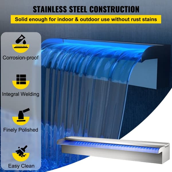 Vattenfall Pool Fontän Rektangulär & LED Strip Ljus 23,6" X 4,5" X 3,1"