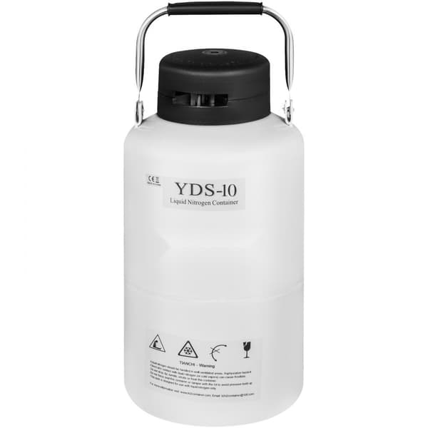 10L flydende nitrogenbeholder - Kryogen LN2 Dewar med 6 stk. stropper til laboratoriet, ideel til opbevaring og transport af nitrogen.