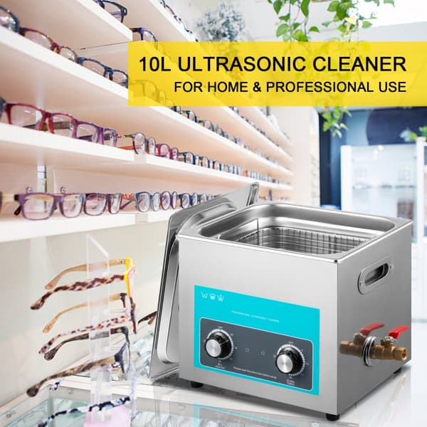 10L ultralydsrenser med varme og timer til rengøring af smykker, brilleringe, tandproteser og musikinstrumenter.