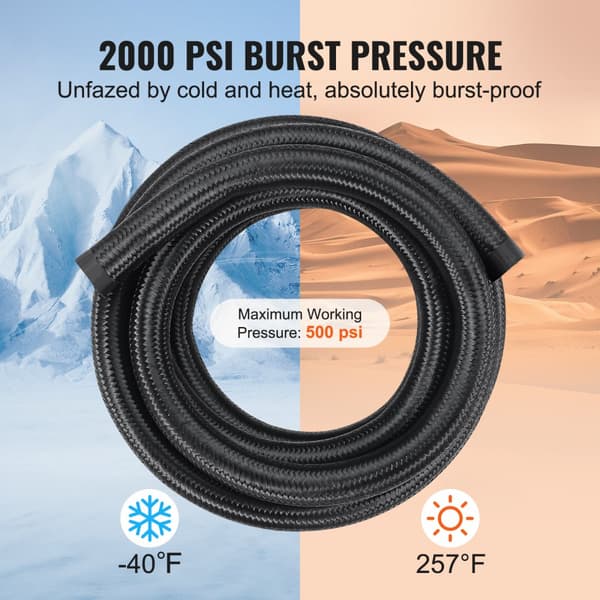 10AN Polttoaineletkusarja, 10 FT, 0,55" Nylon, ruostumaton teräs, öljy-/kaasu-/dieselletku, 7 kpl kääntyviä liittimiä.