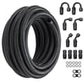 Miniatyrbillede 9 af 9: 8AN brændstofledningssæt, 20 FT slangesæt i nylon/stål til olie/gas/diesel med 12 drejelige adaptere, sort.
