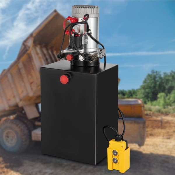 20 Quart Hydraulisk Strømaggregat, Dobbeltvirkende Trailerpumpe (12V DC, SAE #6 Porte, 3200 PSI, 20 Quart Stål Reservoir)