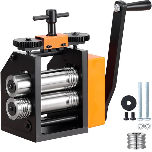 Valseværk 2,95"/75 mm til smykker: 1:2 gear, 3-i-1 multifunktion, pressetykkelse 0,03-6,5 mm til metalplader og wire.