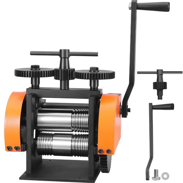 Valsverk 1,77"/45 mm smyckesvals, 2,4 utväxling, 3-i-1 multifunktionell, 0-6 mm press för metallsmycken.
