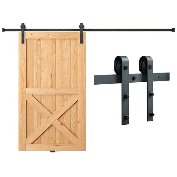 10FT Skyde-ladedør kit, 330LBS kapacitet, til enkeltdørsstald. Passer døre 4,6-5,2FT bred og 1,3"-1,8" tyk. Stille og glidende remskive.