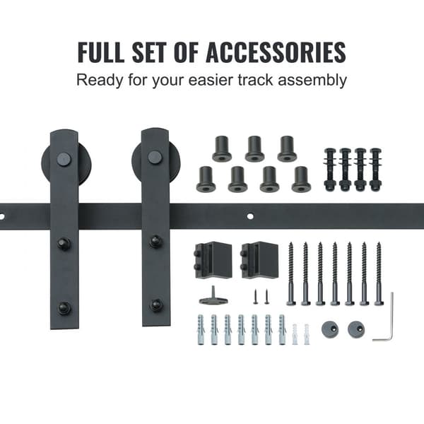 10FT Skydedør Hardware Kit, 330LBS Belastning, Robust Stalddør Slider til døre 4,6-5,2FT bred og 1,3"-1,8" tyk. Lydløs og glat!