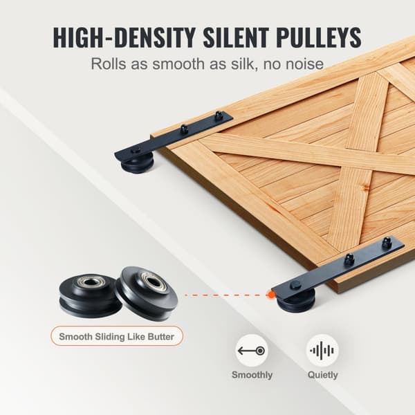 10FT Skydedør Hardware Kit, 330LBS Belastning, Robust Stalddør Slider til døre 4,6-5,2FT bred og 1,3"-1,8" tyk. Lydløs og glat!