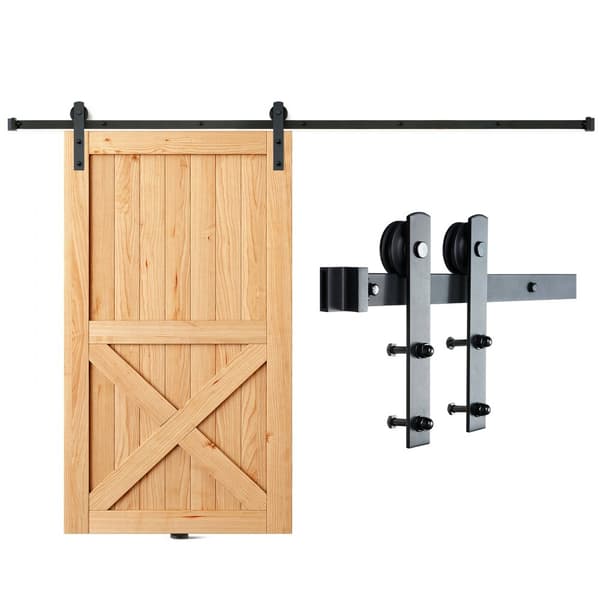 10FT Skydedør Hardware Kit, 330LBS Belastning, Robust Stalddør Slider til døre 4,6-5,2FT bred og 1,3"-1,8" tyk. Lydløs og glat!
