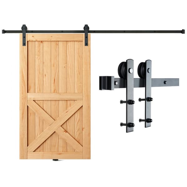10FT Skydedør Hardware Kit, 330LBS Belastning, Robust Stalddør Slider til døre 4,6-5,2FT bred og 1,3"-1,8" tyk. Lydløs og glat!