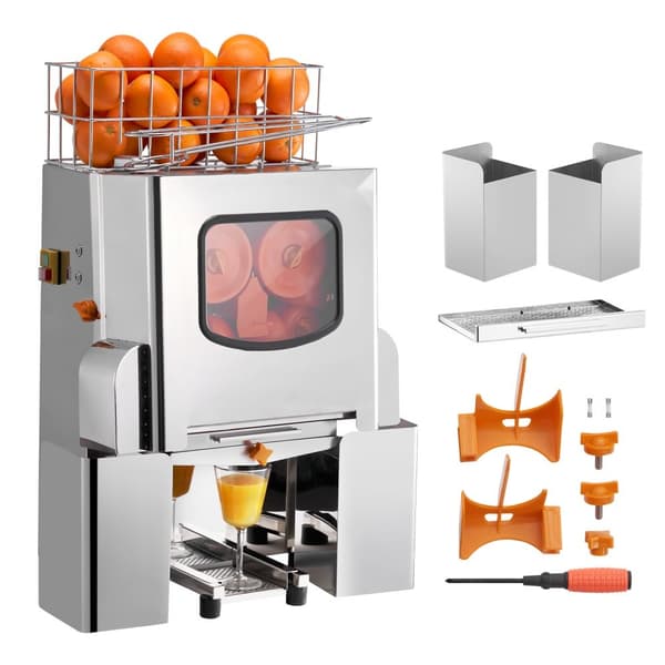 Kaupallinen appelsiinimehukone, 120 W, ruostumattomasta teräksestä valmistettu tehokas puristin.