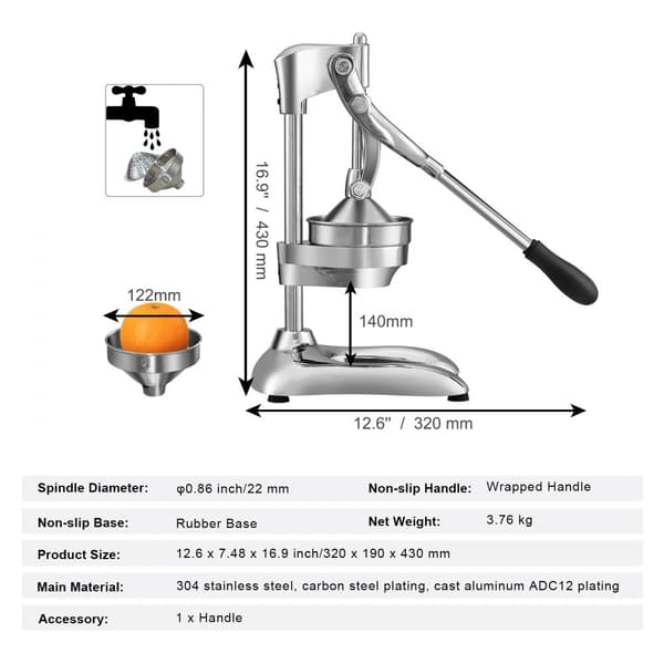 Citrus juicepresse - Håndpresset appelsinjuice, kvalitets citrussaftpresser til citron og granatæble. Let at rengøre frugtpresser.