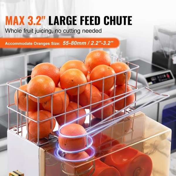 Kommersiell appelsinjuicepresser 120W - juiceudvinder med filterboks. Effektiv og praktisk til juiceproduktion.