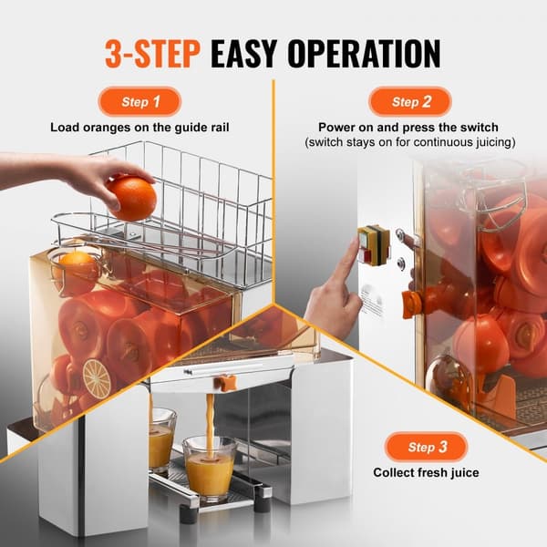 Kommersiell appelsinjuicepresser 120W - juiceudvinder med filterboks. Effektiv og praktisk til juiceproduktion.
