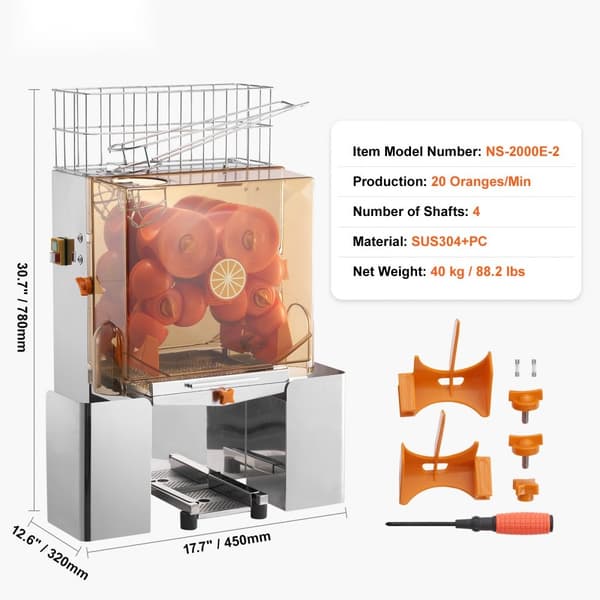 Kommersiell appelsinjuicepresser 120W - juiceudvinder med filterboks. Effektiv og praktisk til juiceproduktion.