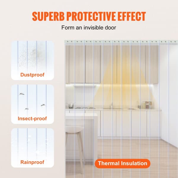 Nauhaverho, 75" x 8" x 0,08", kirkas PVC-verho, bulkkirulla, muoviset ovinaulat supermarketteihin ja varastoihin.