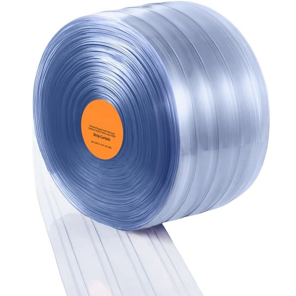 Nauhaverho, 75" x 8" x 0,08", kirkas PVC-verho, bulkkirulla, muoviset ovinaulat supermarketteihin ja varastoihin.