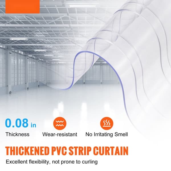 Nauhaverho, 75" x 8" x 0,08", kirkas PVC-verho, bulkkirulla, muoviset ovinaulat supermarketteihin ja varastoihin.