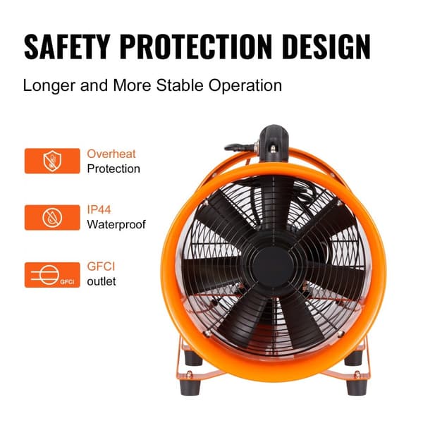 203,2 mm bærbar udsugningsblæser med 10 m kanalslange - Effektiv industriel ventilator til optimering af luftstrøm.