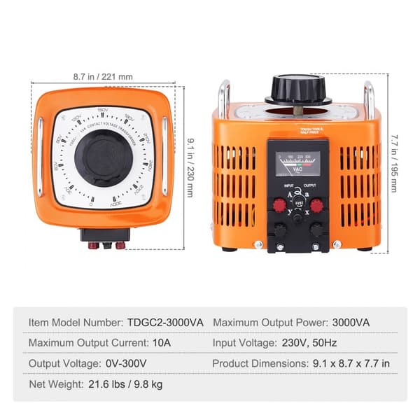 3000VA Transformator för variabel spänning 10A 0-300V AC Spänningsregulator CE-godkänd