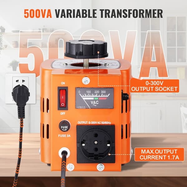 500VA Transformator för variabel spänning 1,7A 0-300V AC spänningsregulator CE-godkänd