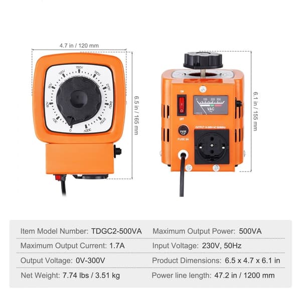 500VA Transformator för variabel spänning 1,7A 0-300V AC spänningsregulator CE-godkänd