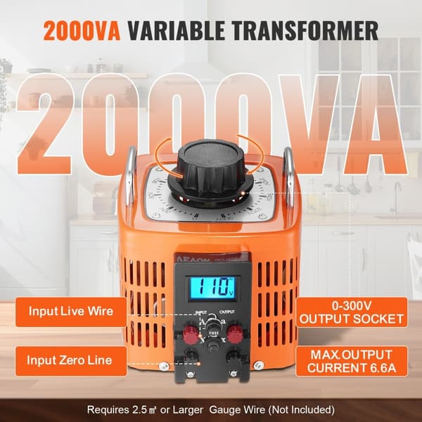 2000VA Transformator för justerbar spänning 6,6A 0-300V Spänningsregulator LCD CE-godkänd