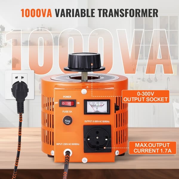1000VA transformator för justerbar spänning 3,3A 0-300V AC spänningsregulator CE-certifierad