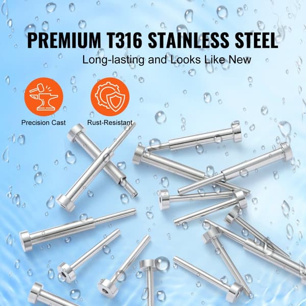 20 kpl näkymätön kaapelikaide, T316 ruostumaton teräs 3,2 mm, Swage kiristin puu-/metallitolppaan, hopea.