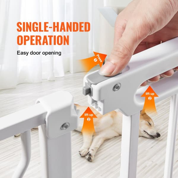 Babylåge, 29,5"-48,4" Ekstra bred, 30" høj, Hundeport til trapper og hus. Easy Step Auto Close Børnegitter med tryk- og vægmontering, hvid.